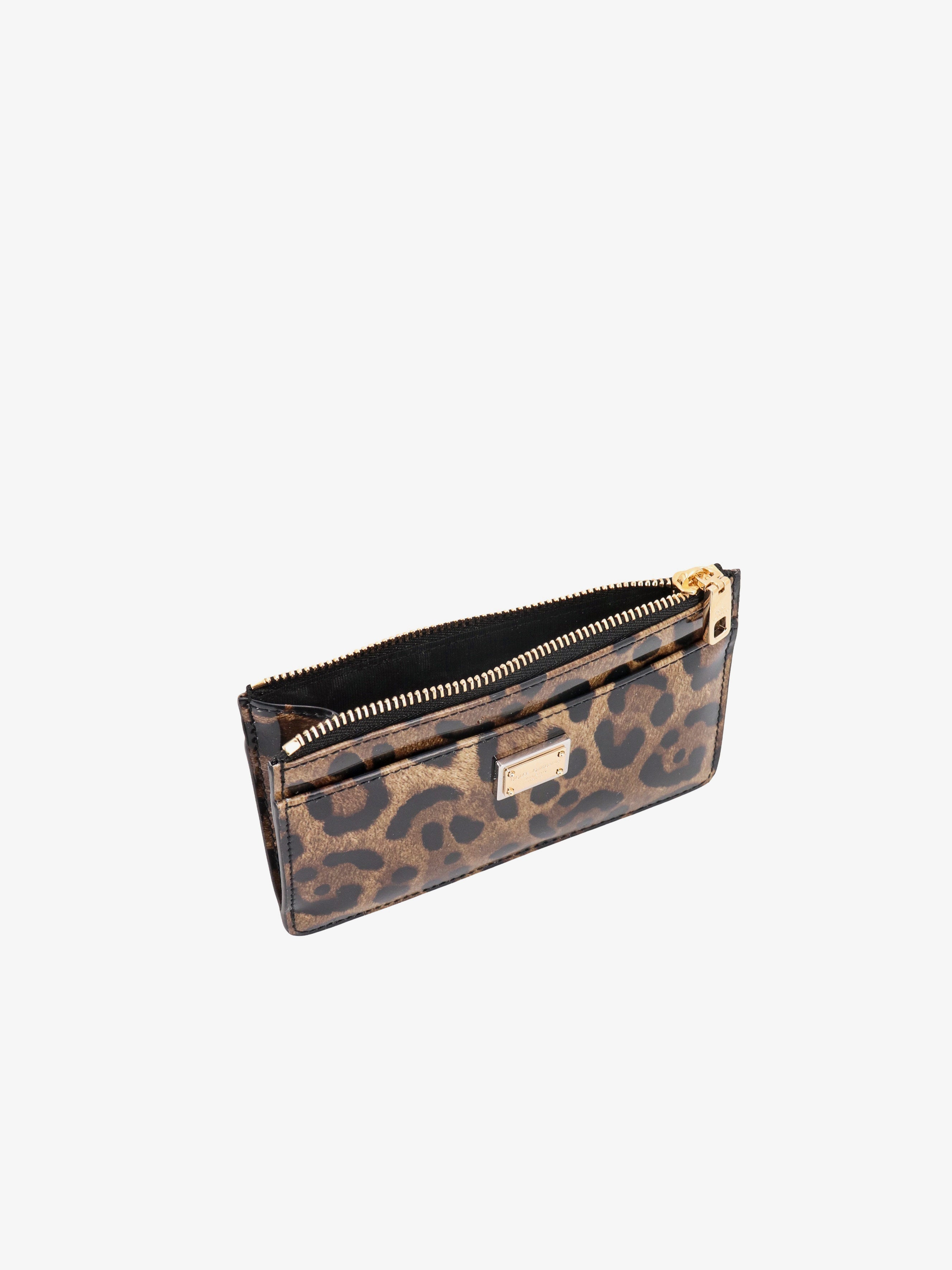 Dolce & Gabbana Women Patent Leather Card Holder With Animal Print