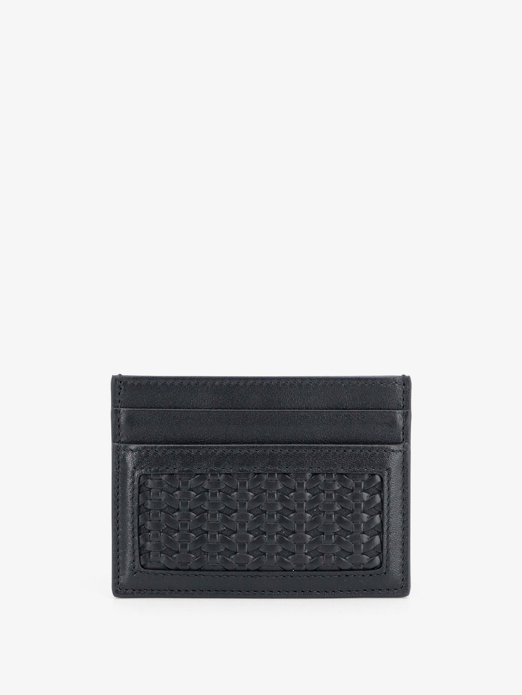 Dolce & Gabbana Men Leather Card Holder With Woven Pattern