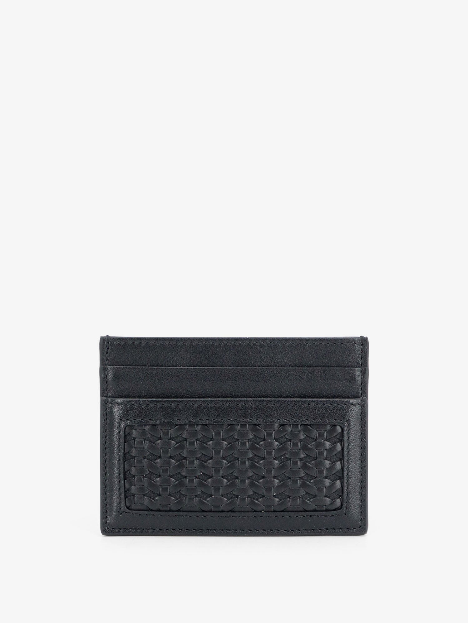 Dolce & Gabbana Men Leather Card Holder With Woven Pattern