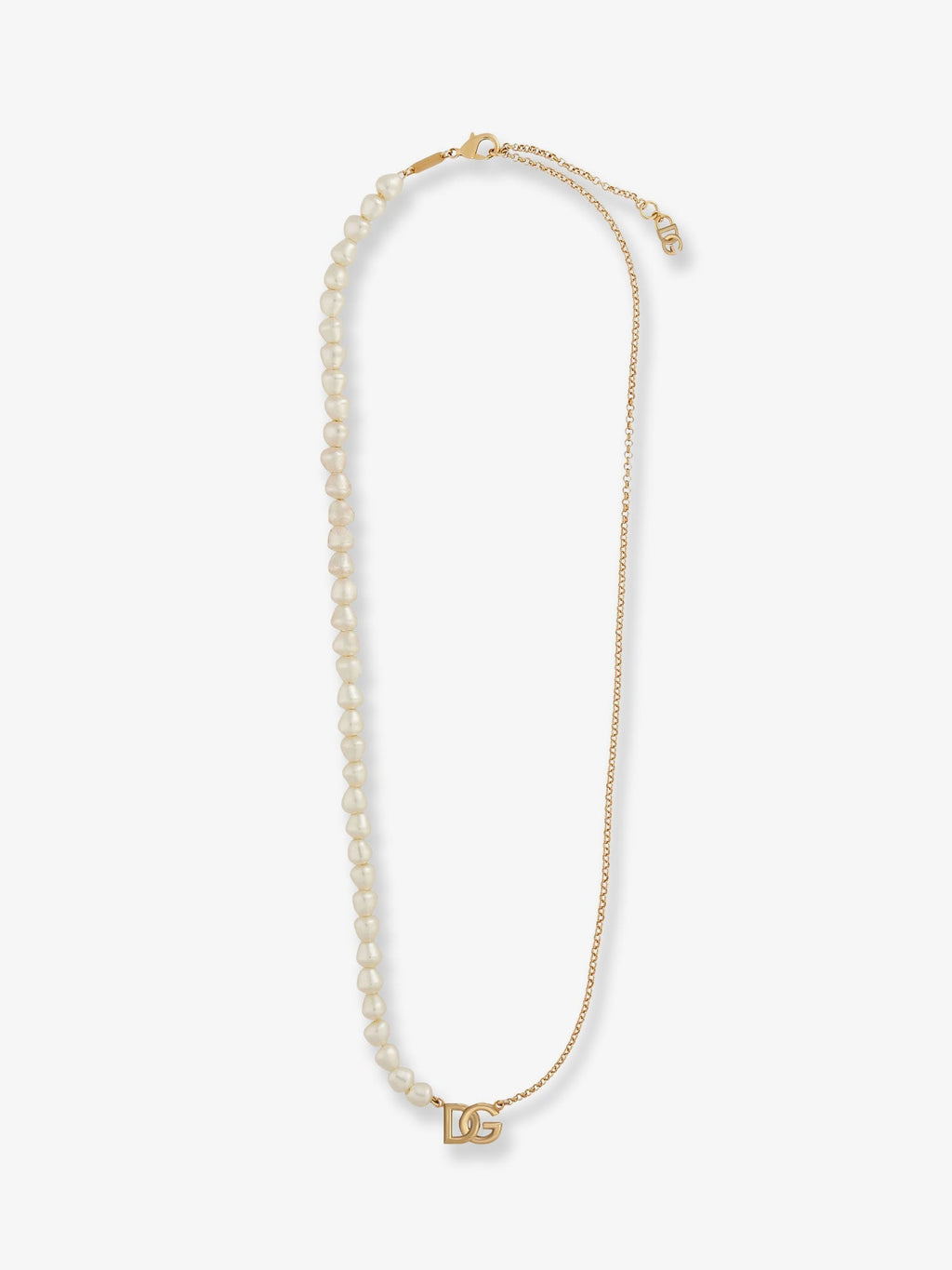 Dolce & Gabbana Women Brass Necklace With Pearls And Dg Logo