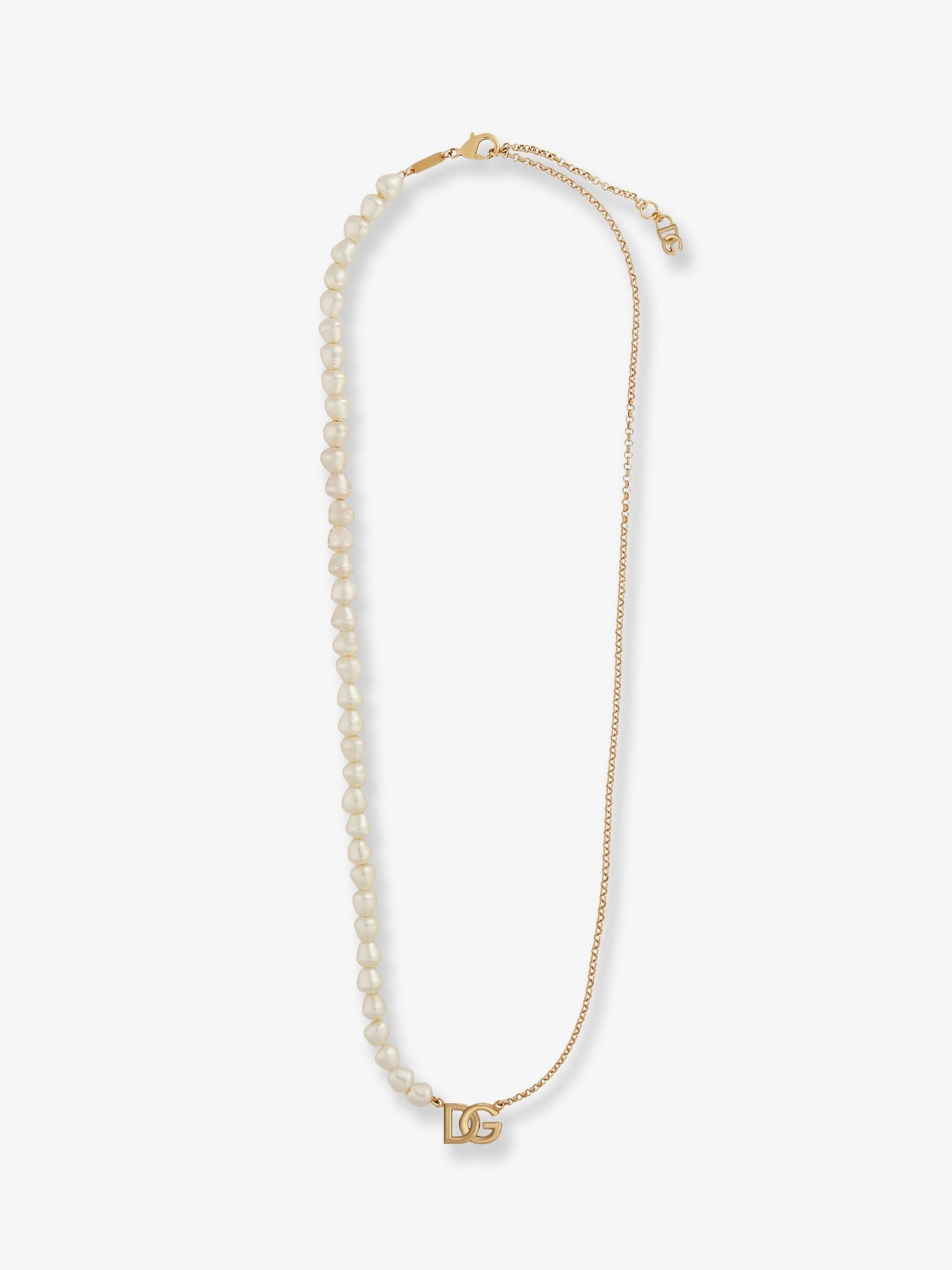 Dolce & Gabbana Women Brass Necklace With Pearls And Dg Logo