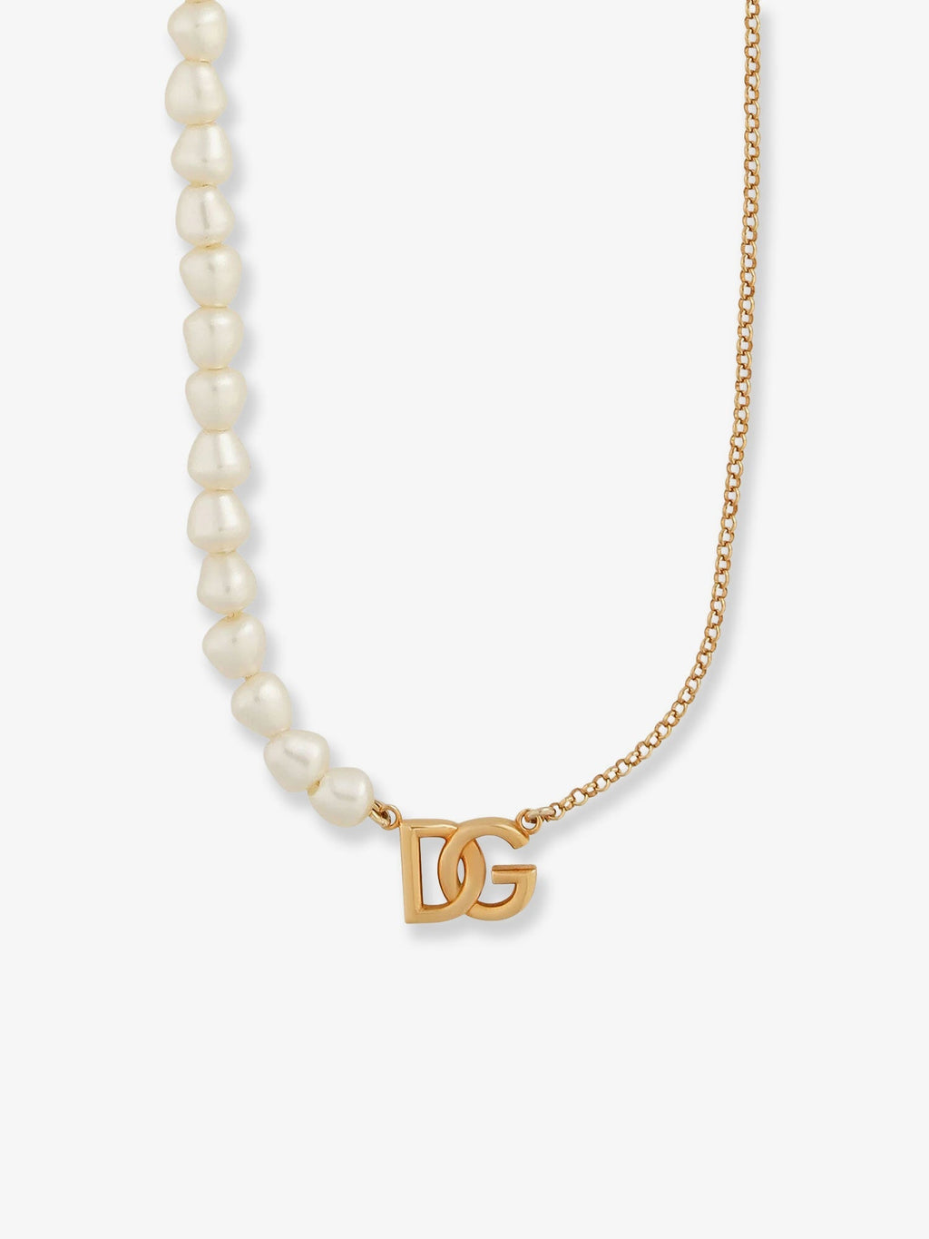 Dolce & Gabbana Women Brass Necklace With Pearls And Dg Logo