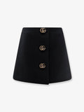 Gucci Women Wool Crepe Skirt With Double G Button