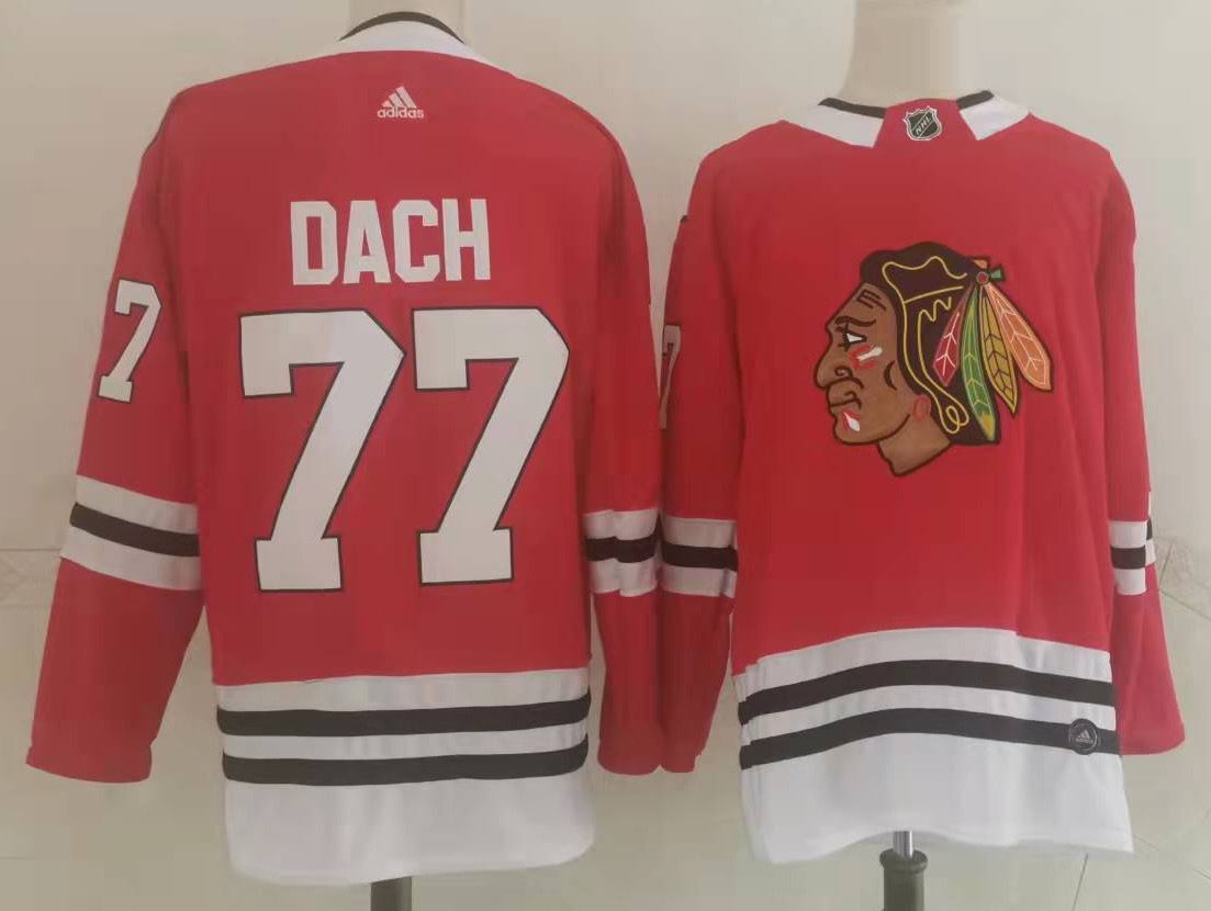 Men's Chicago Blackhawks Kirby Dach #77 Red Home Breakaway Player jersey