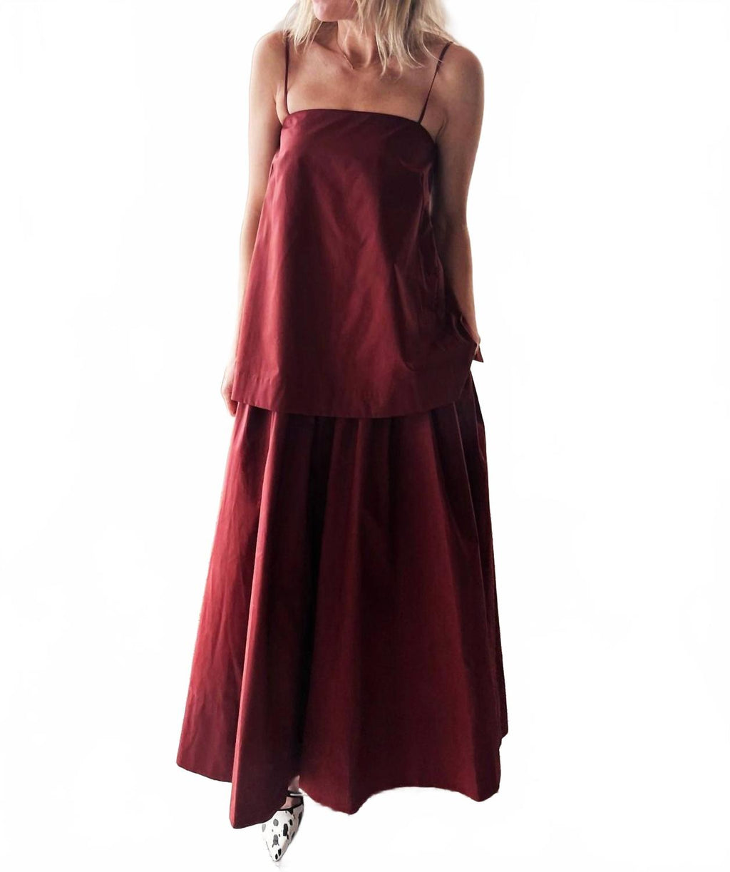 Cotton Strap Maxi Dress In Red