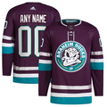 Men's Anaheim Ducks Purple 30th Anniversary Primegreen Authentic Custom jersey