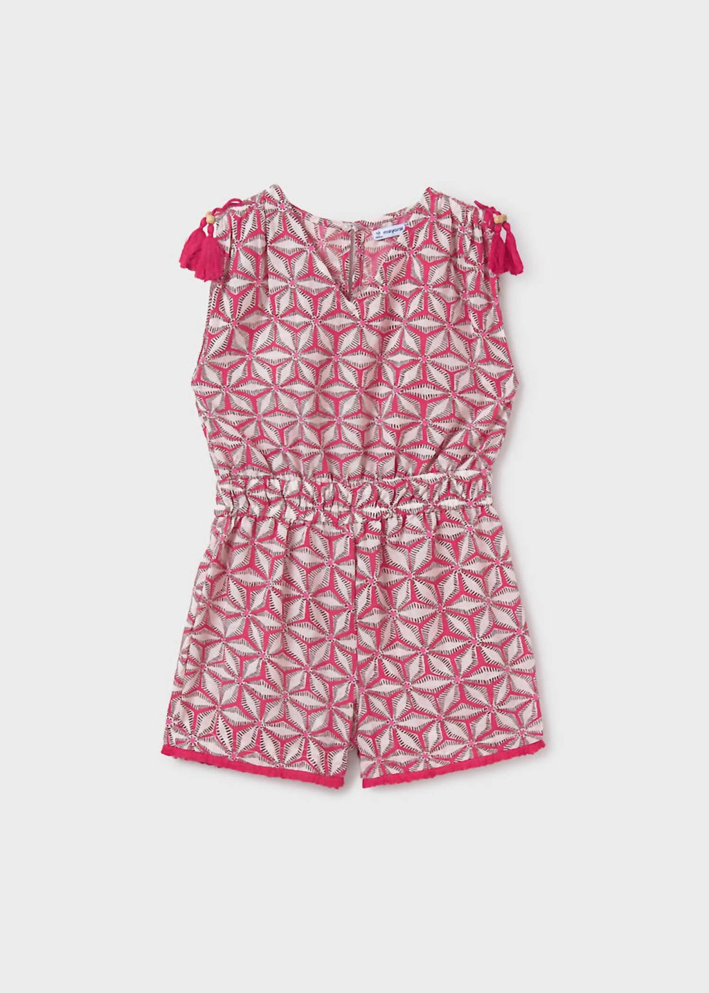 Girls Printed Short Romper In Hibiscus