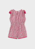 Girls Printed Short Romper In Hibiscus