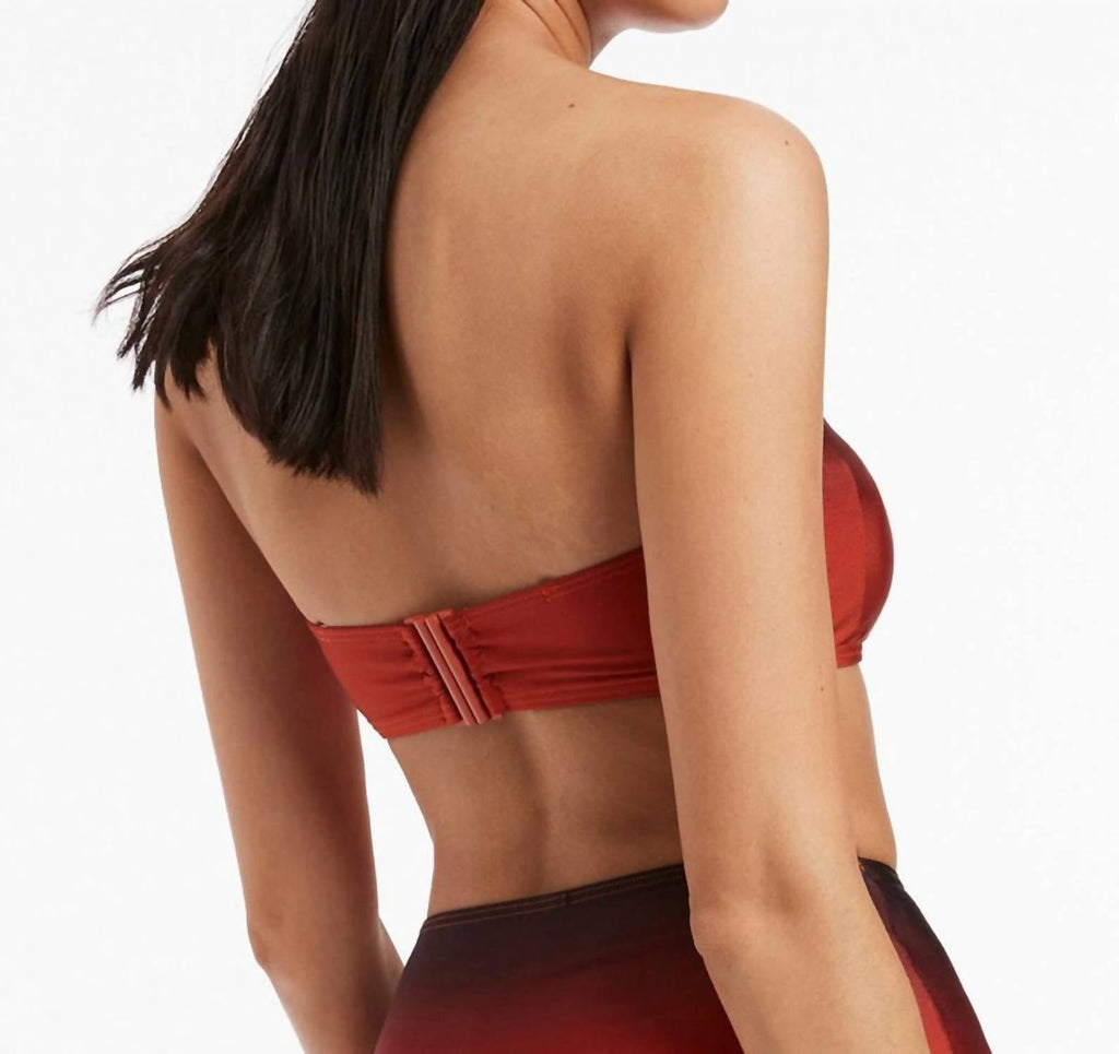 Oia Sunset Minimal Bandeau Bikini Top In Burnt Orange