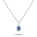 LB Exclusive Platinum 0.14ct Diamond and Sapphire Pendant Necklace MF02-041426