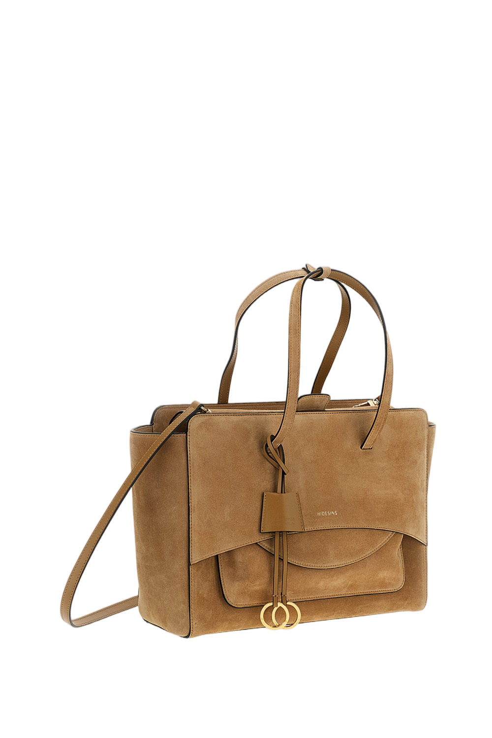 Camel Brown Flap L Suede Crossbody Bag