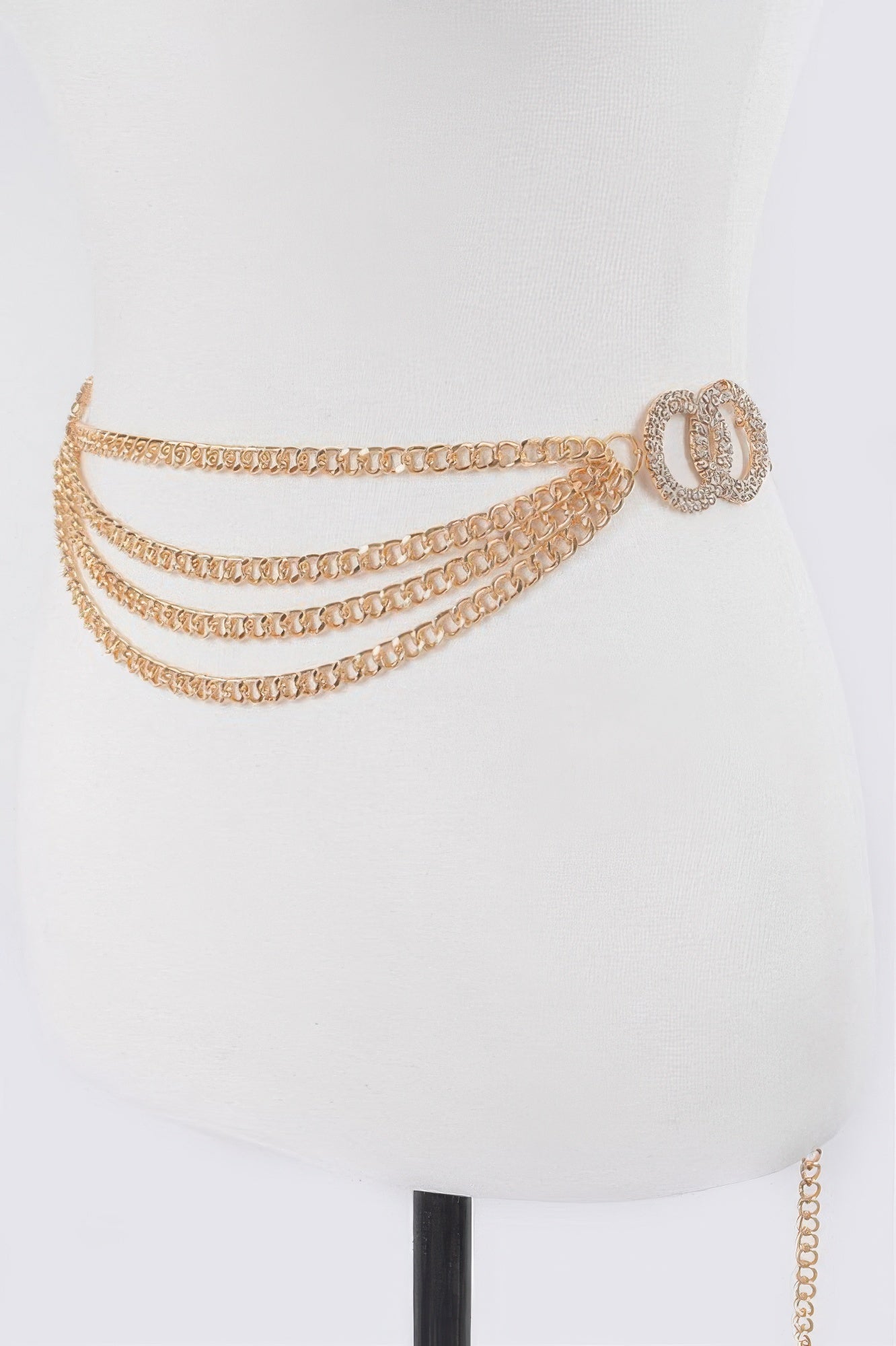 Oo Buckle Layered Chain Belt