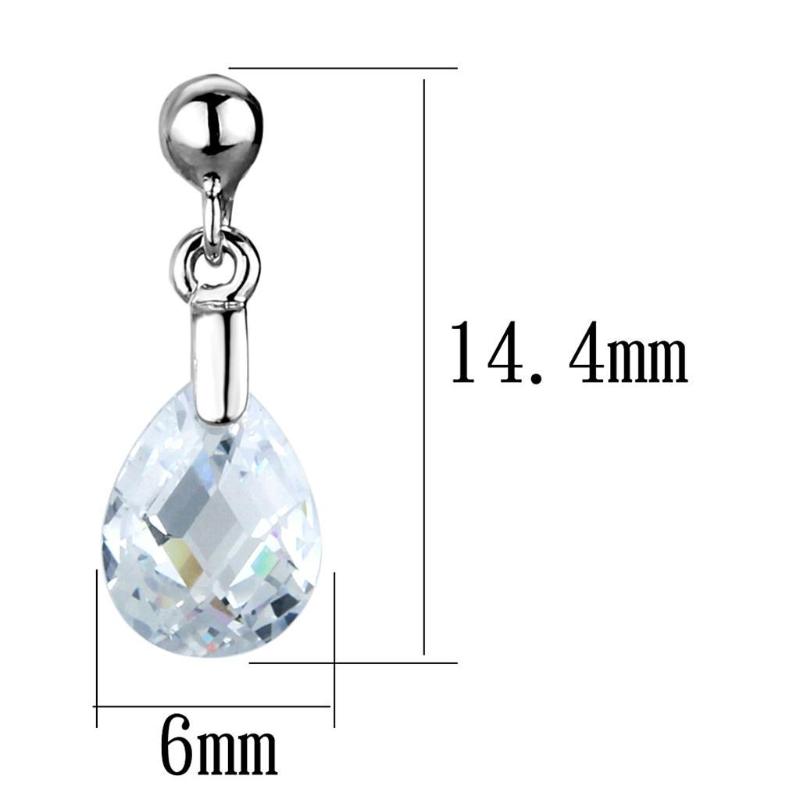 Rhodium Brass Earrings with AAA Grade CZ in Clear