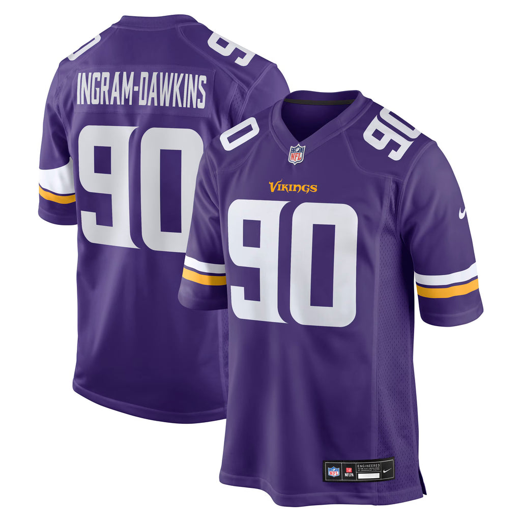 Minnesota Vikings Tyrion Ingram-Dawkins Purple Team Game Jersey