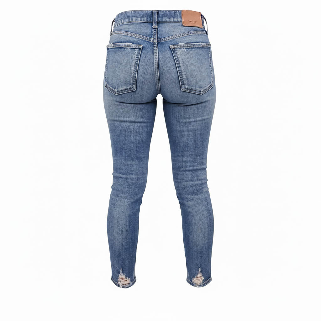 MOUSSY MIDRISE DISTRESSED SKINNY ANKLE JEANS - SIZE 26