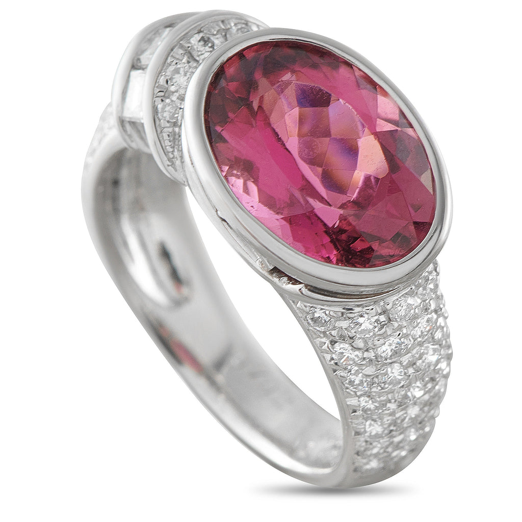 LB Exclusive Platinum 0.79ct Diamond and Rubellite Ring MF01-041426