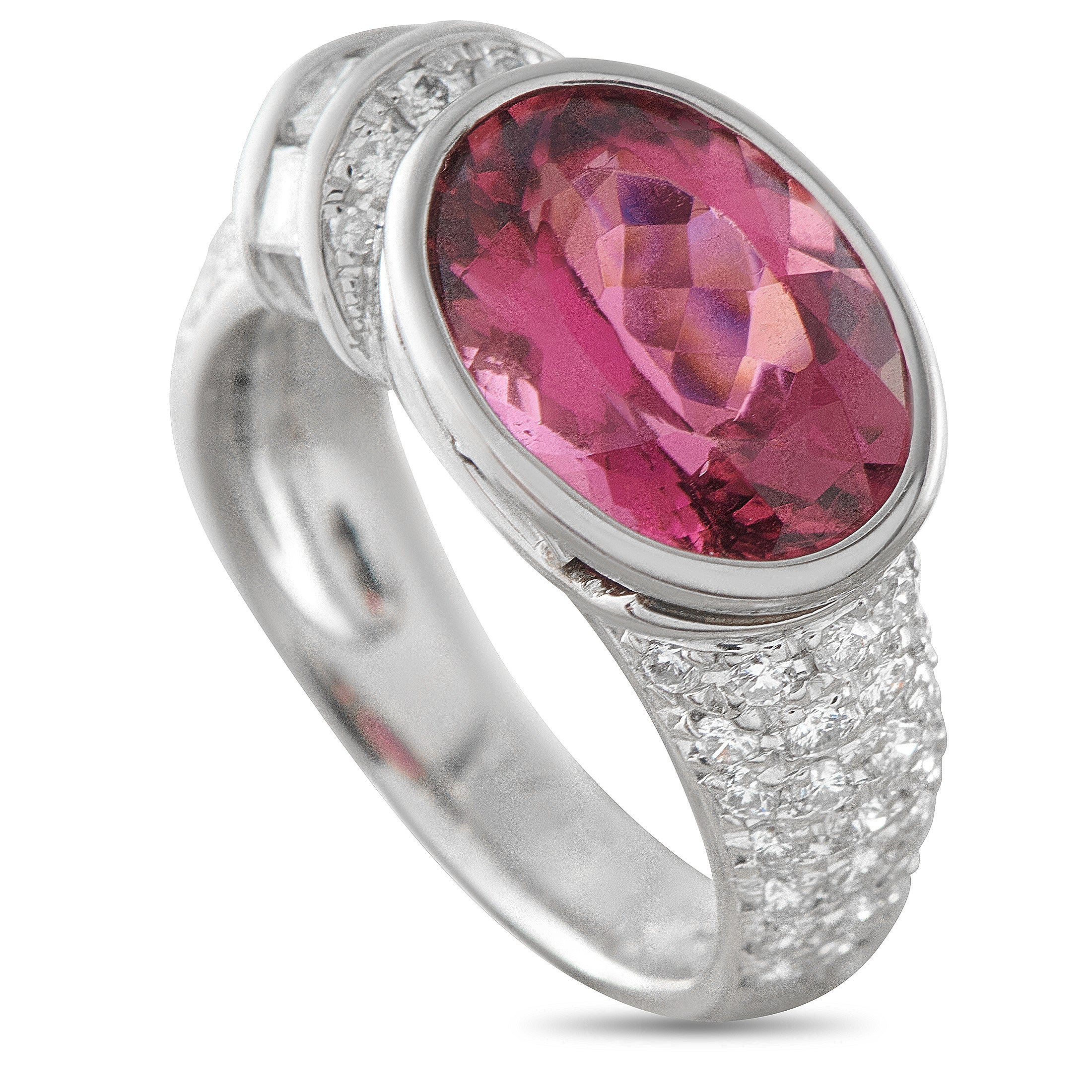 LB Exclusive Platinum 0.79ct Diamond and Rubellite Ring MF01-041426