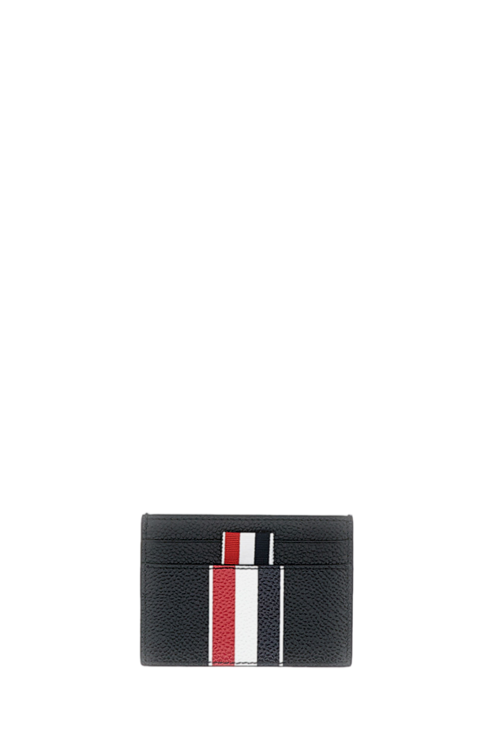 Black Pebble Grain Leather Double Card Holder