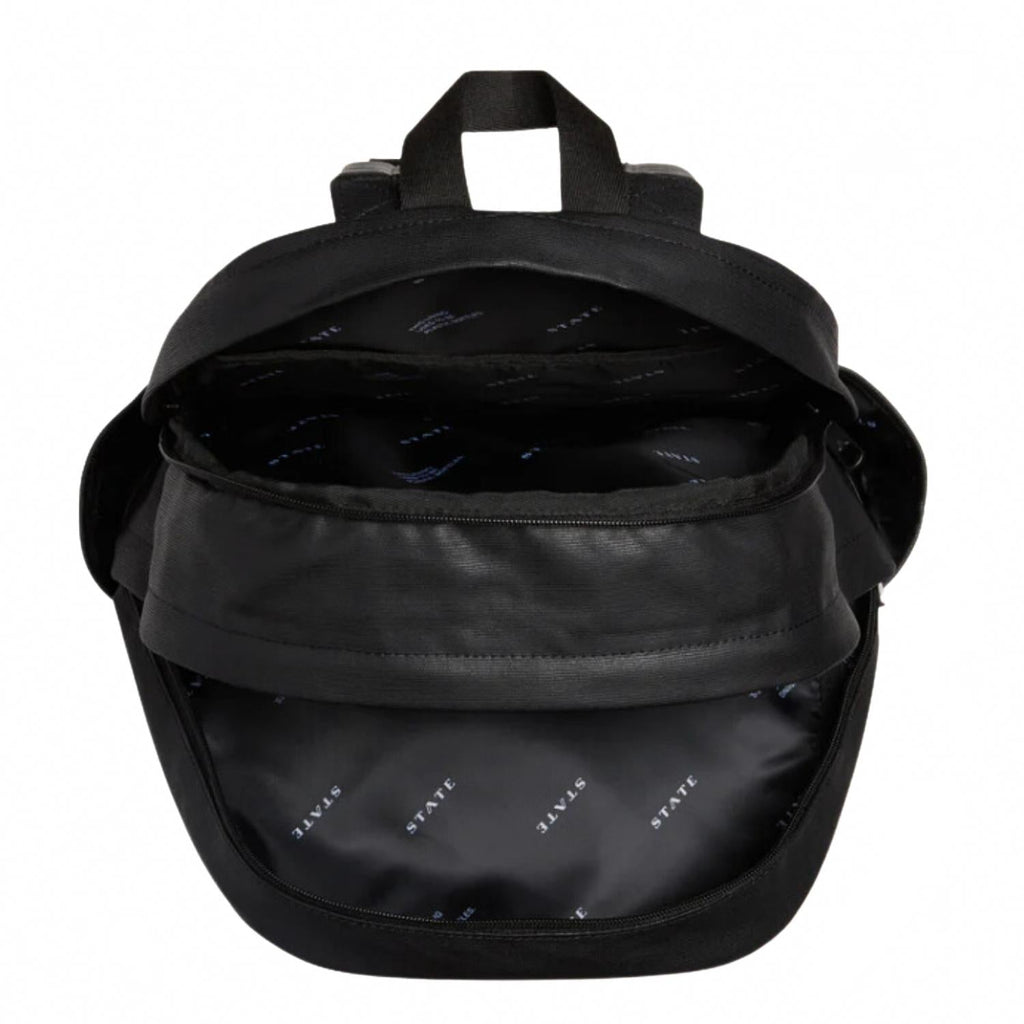 Women's Kane Double Pocket Large Backpack In Black Coated Canvas