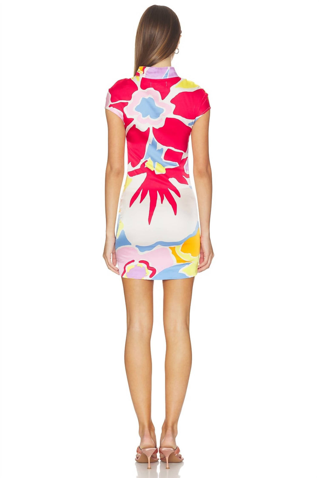Cheongsam Mini Dress In Electric Garden