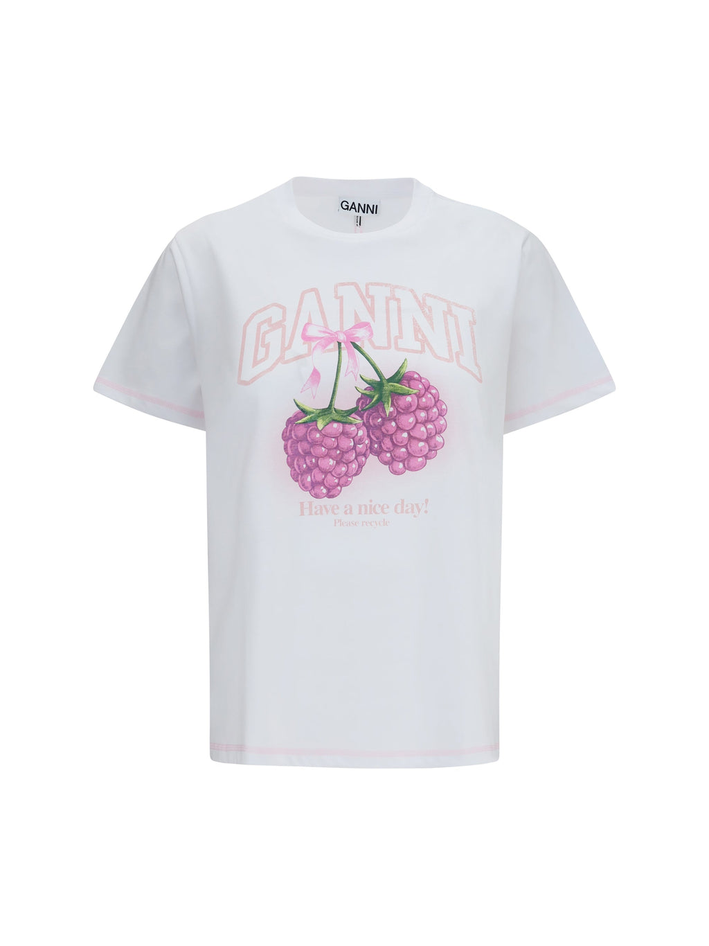 Ganni Women Cotton Raspberry T-Shirt