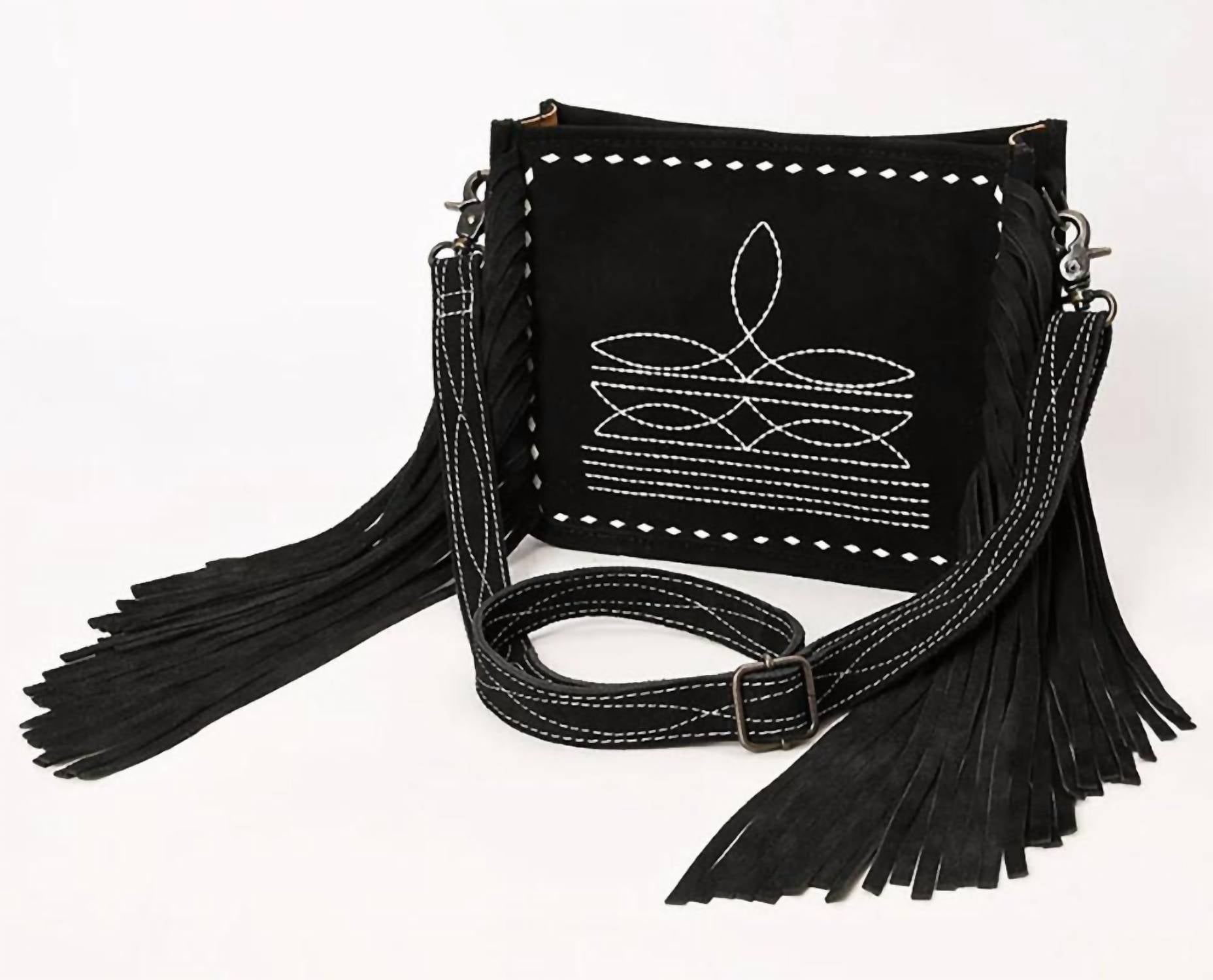 Women's Boot Stitch Crossbody Bag In Black