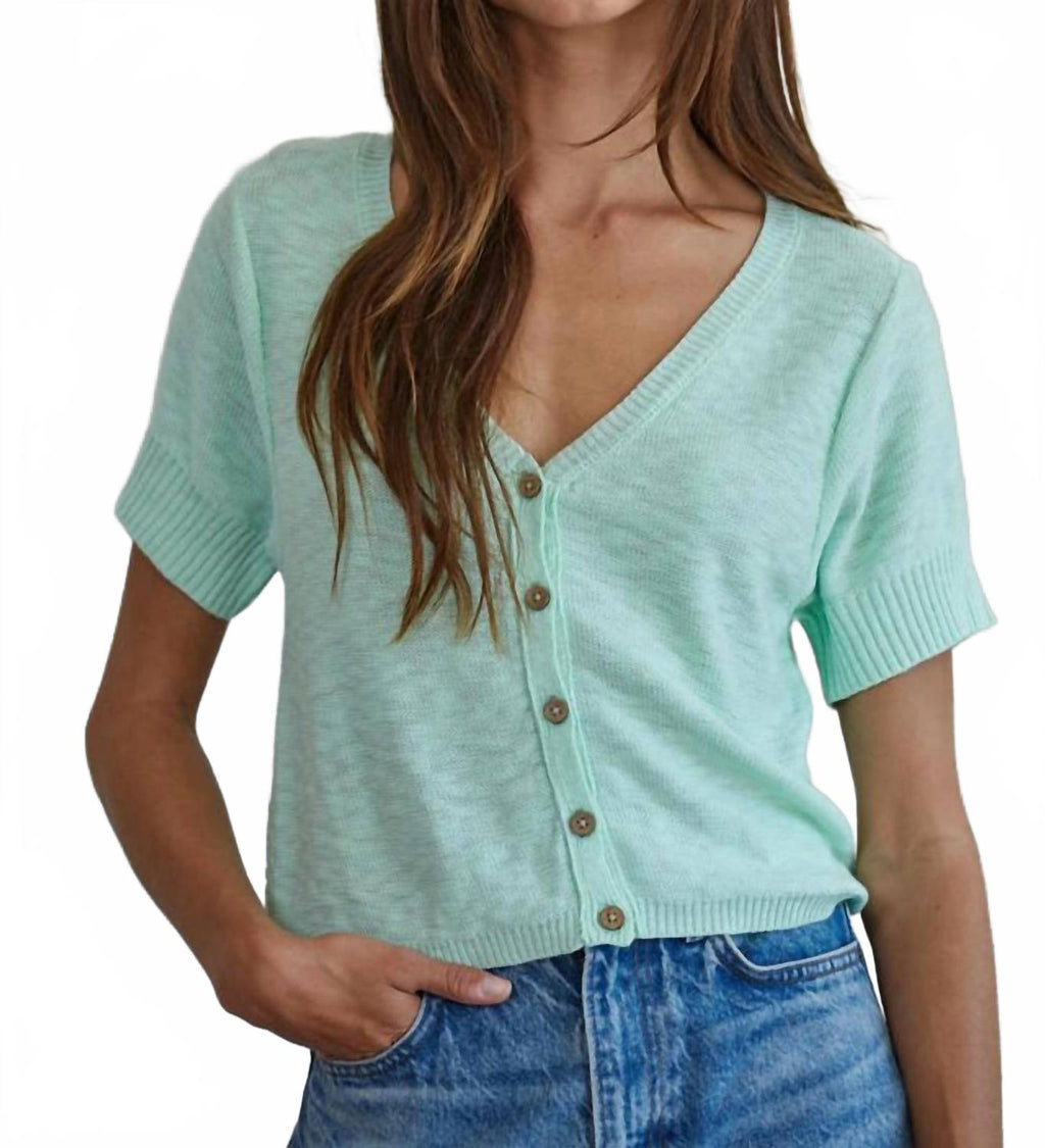 Deacon Cardigan Top In Light Mint