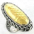 Gold+Rhodium 925 Sterling Silver Ring with No Stone