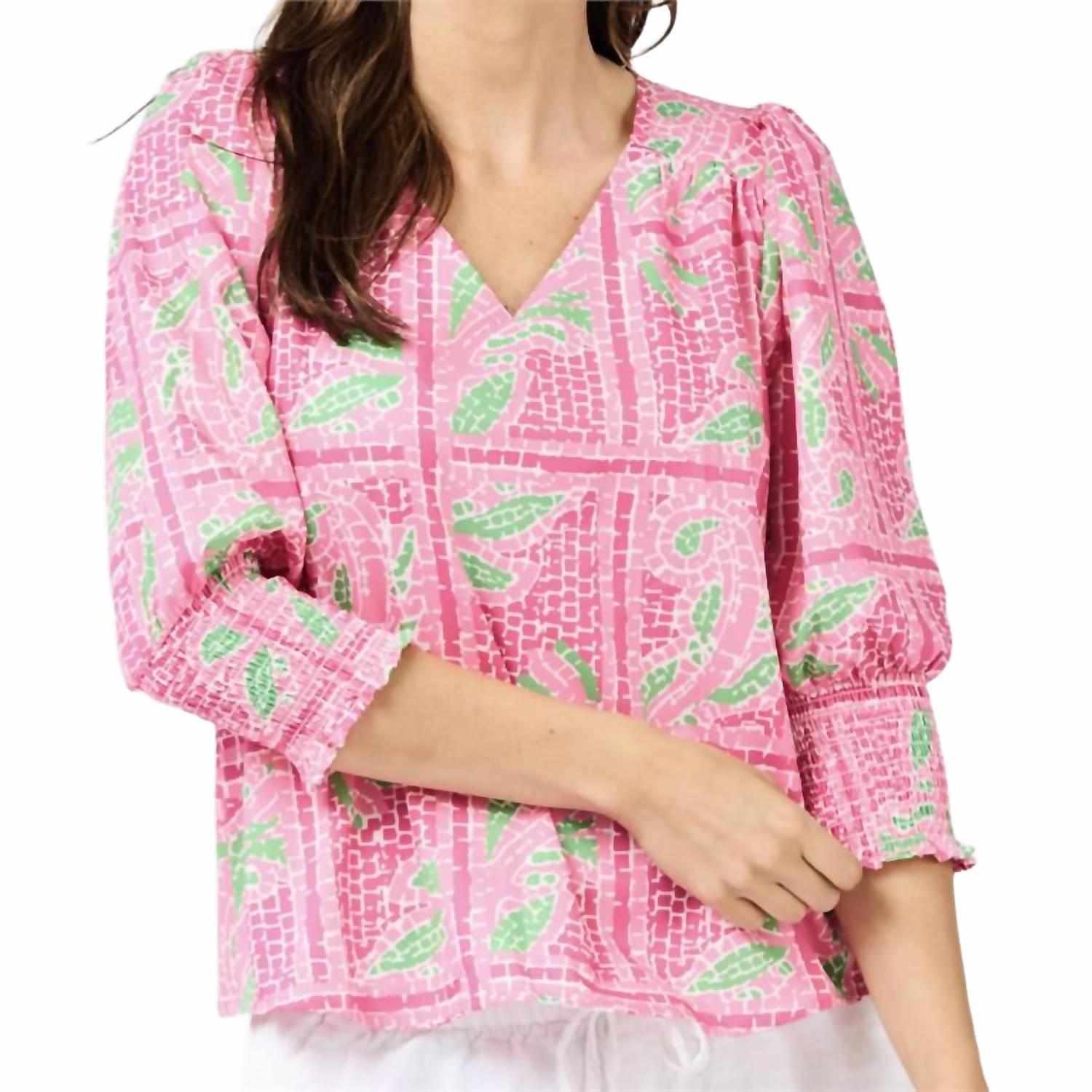 Ashlyn Trellis Tiles Top In Pink