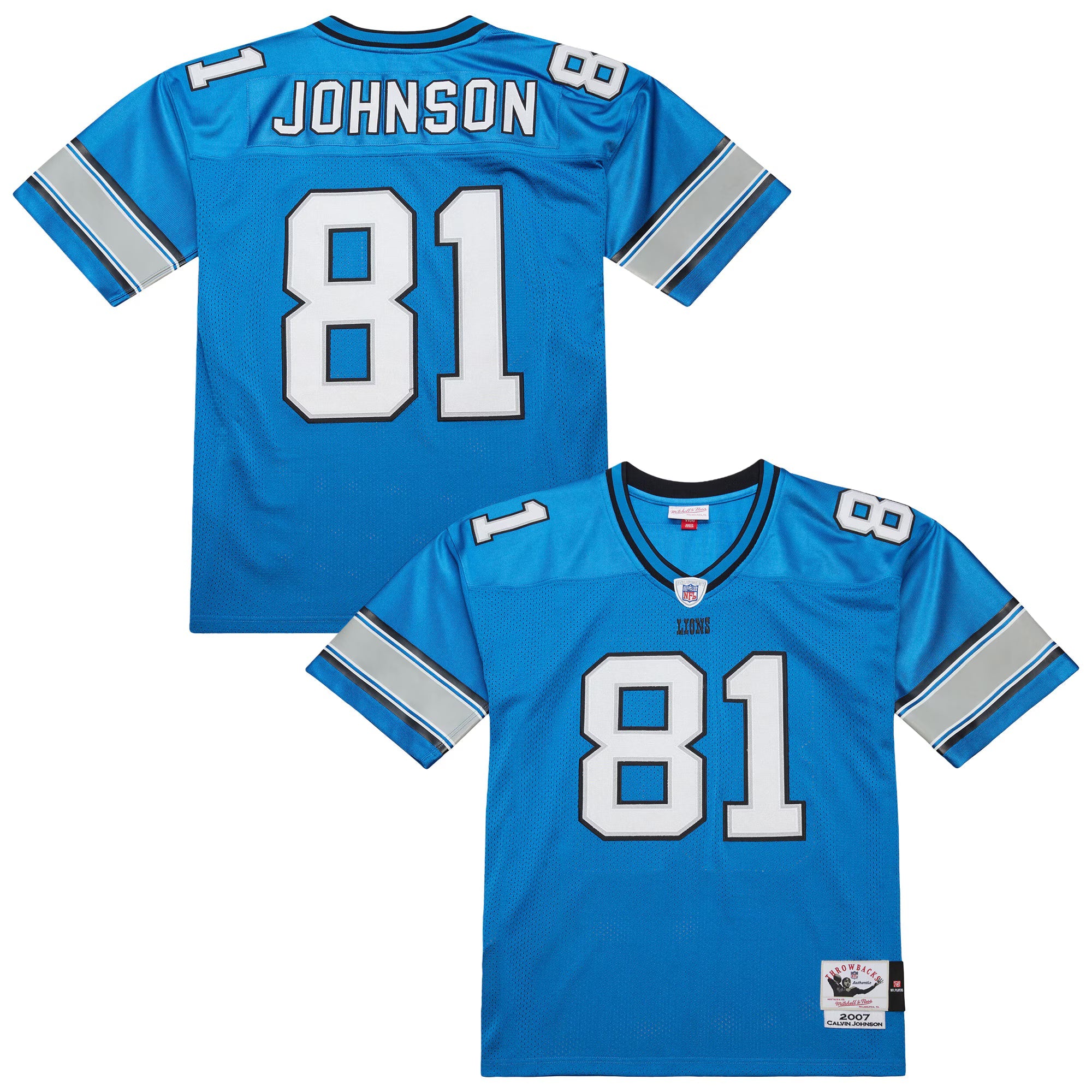 Detroit Lions Calvin Johnson Mitchell & Ness Blue 2007 Authentic Throwback Retired Player Jersey
