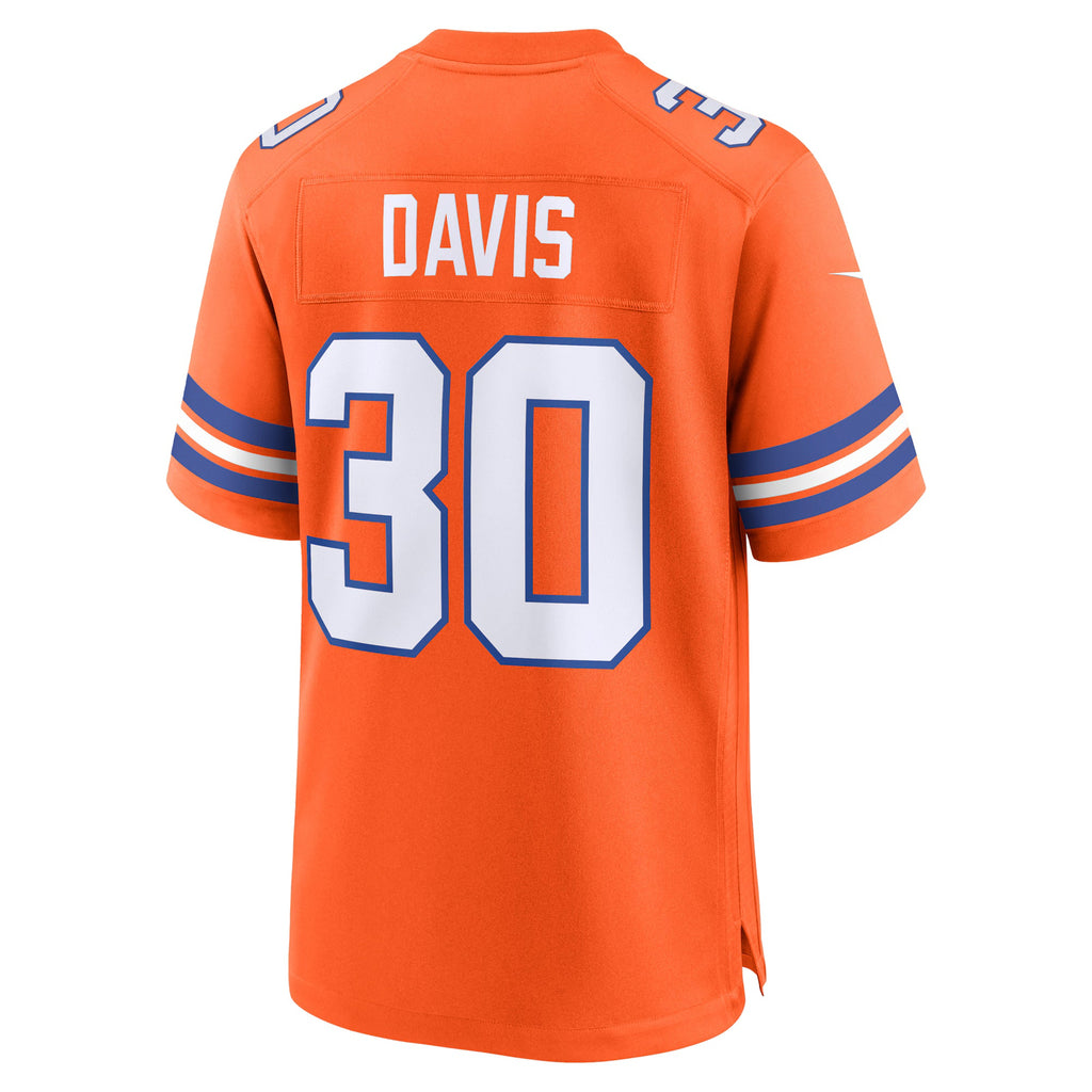 Denver Broncos Terrell Davis Orange Retired Player Alternate Game Jersey