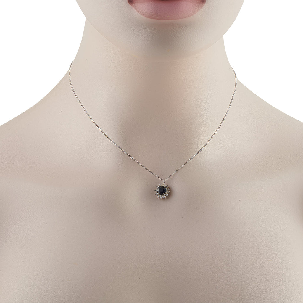 LB Exclusive Platinum 0.36ct Diamond and Sapphire Pendant Necklace MF30-041326