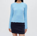 Crinkle Bell Long Sleeve Top In Carolina Blue