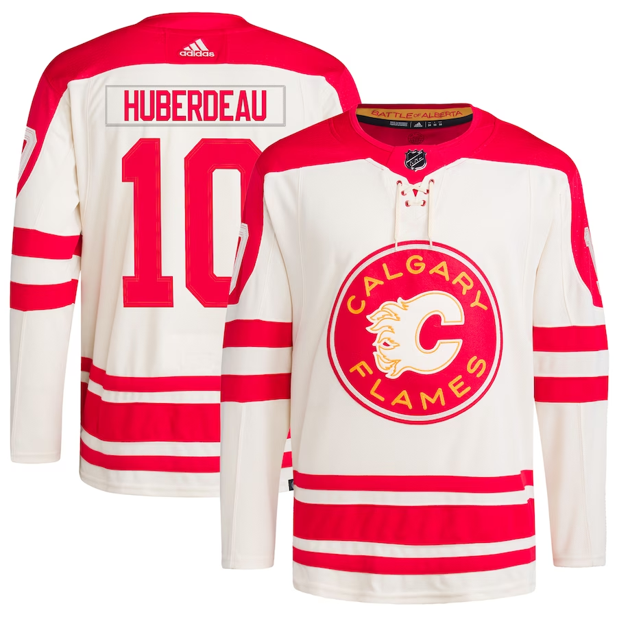 Men's Calgary Flames Jonathan Huberdeau #10 Cream 2023 NHL Heritage Classic Primegreen Authentic Player jersey