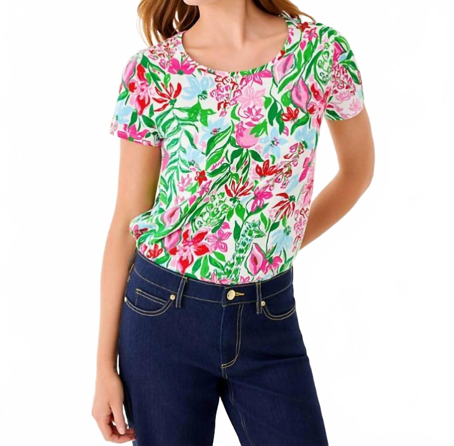 Etta Scoop Neck Top In Multi Glowing Gardens