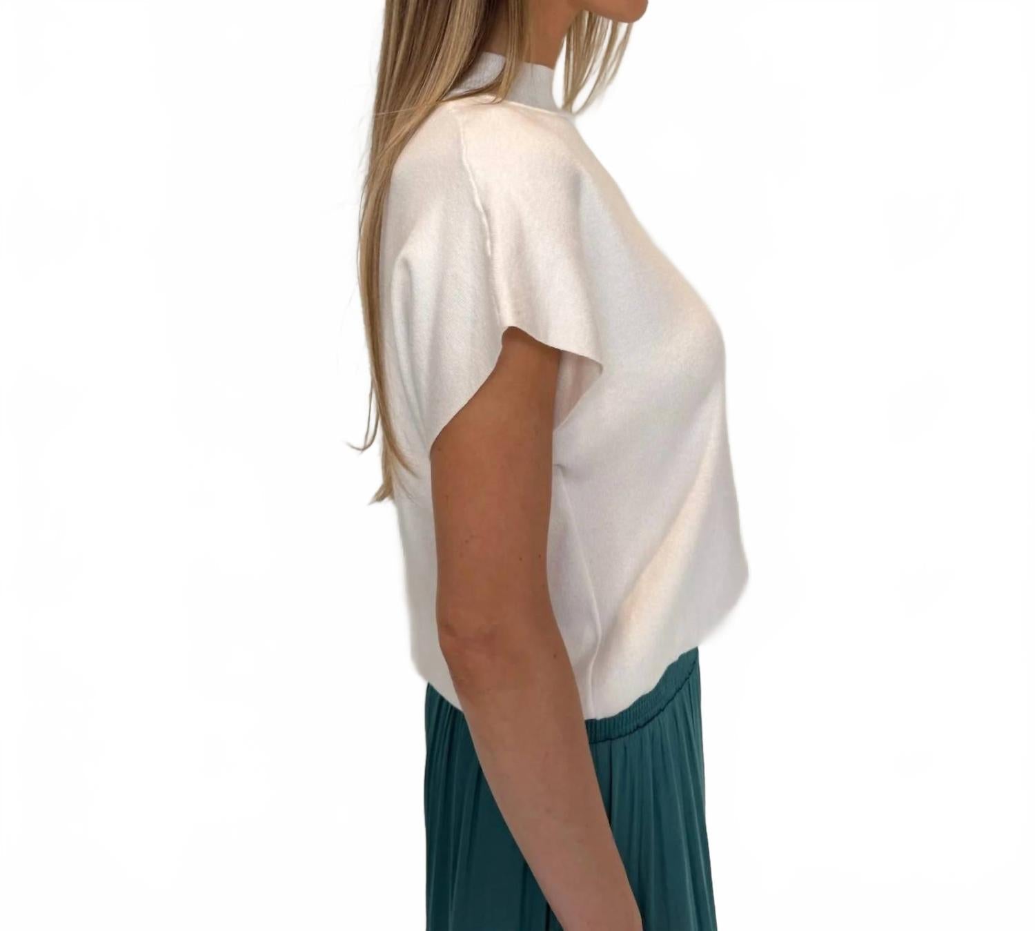 Short Sleeve Drop Shoulder Sweater In Ivory
