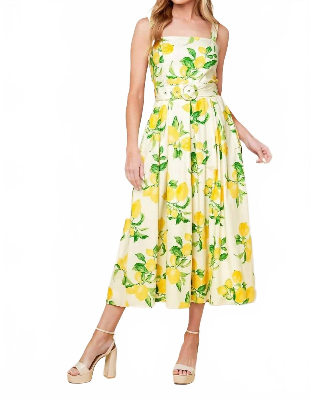 Woven Midi Dress In Ivory Print