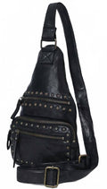 Women's Sling Genuine Leather Purse In Black
