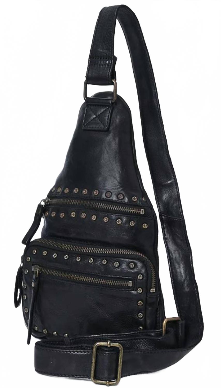 Women's Sling Genuine Leather Purse In Black