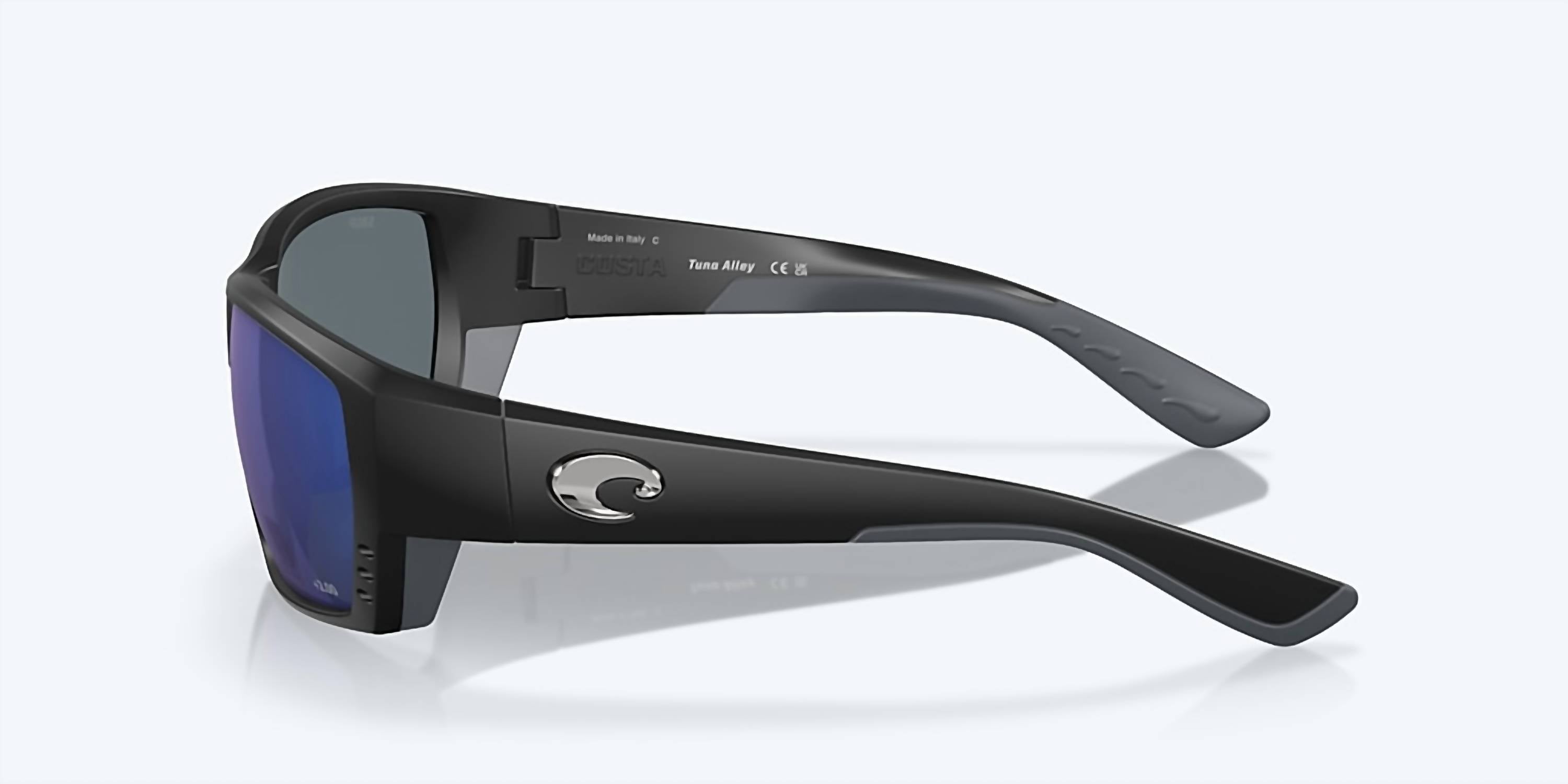 Men's Tuna Alley Readers Rectangular Polarized Sunglasses In Matte Black/blue Mirror