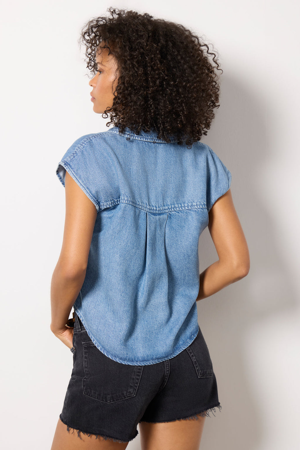 Women's Reworked Denim Short Sleeve Shirt