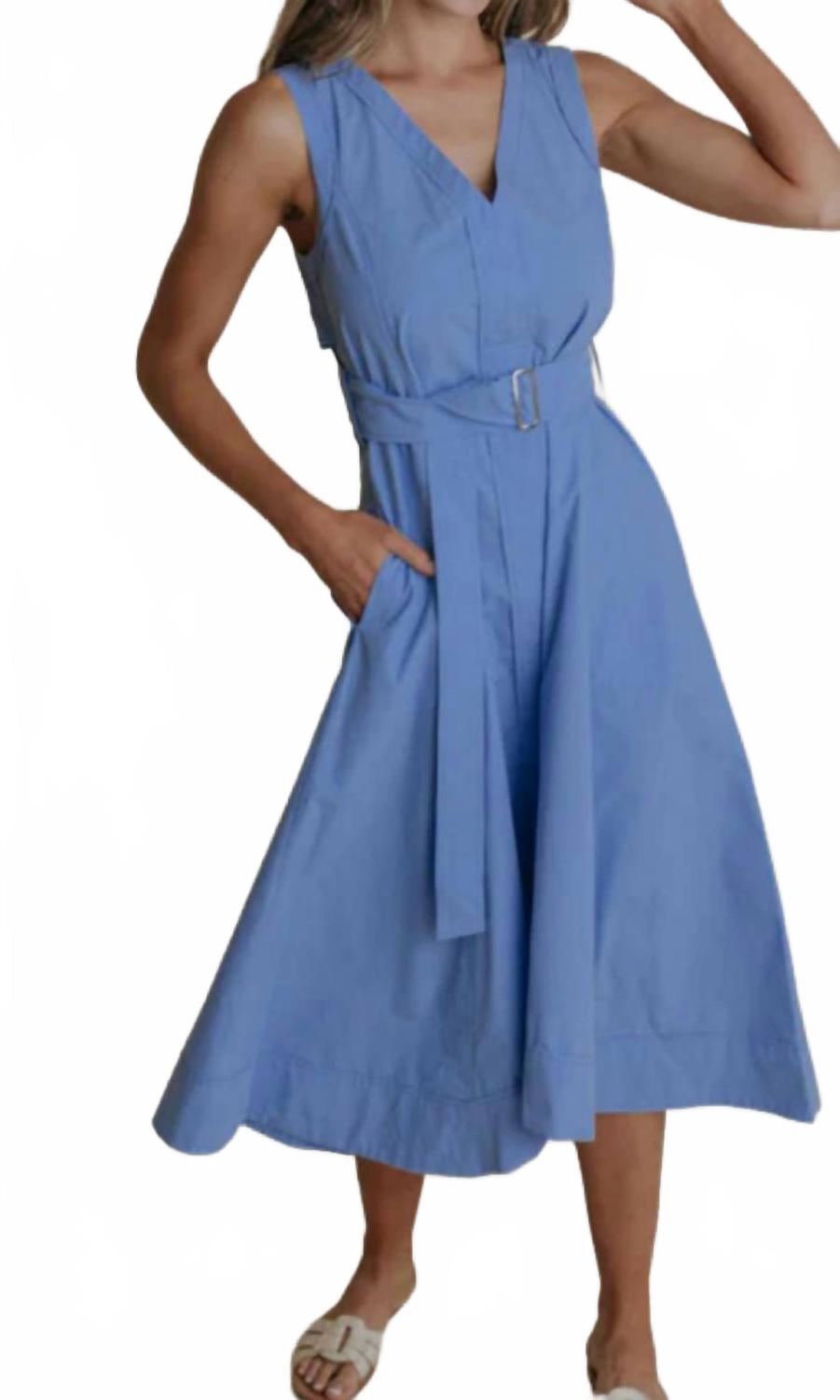 Market V Neck Midi Dress In French Blue