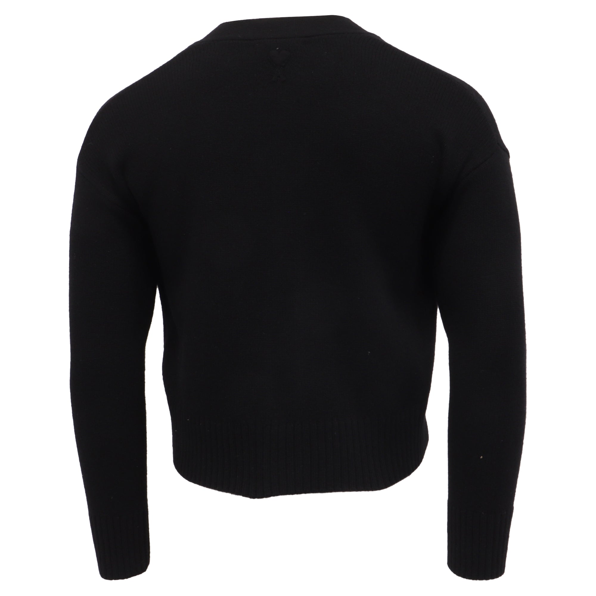AMI Paris Cropped Cardigan in Black Merino Wool