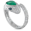 LB Exclusive Platinum 1.28ct Diamond, Emerald, and Sapphire Snake Ring MF18-041426