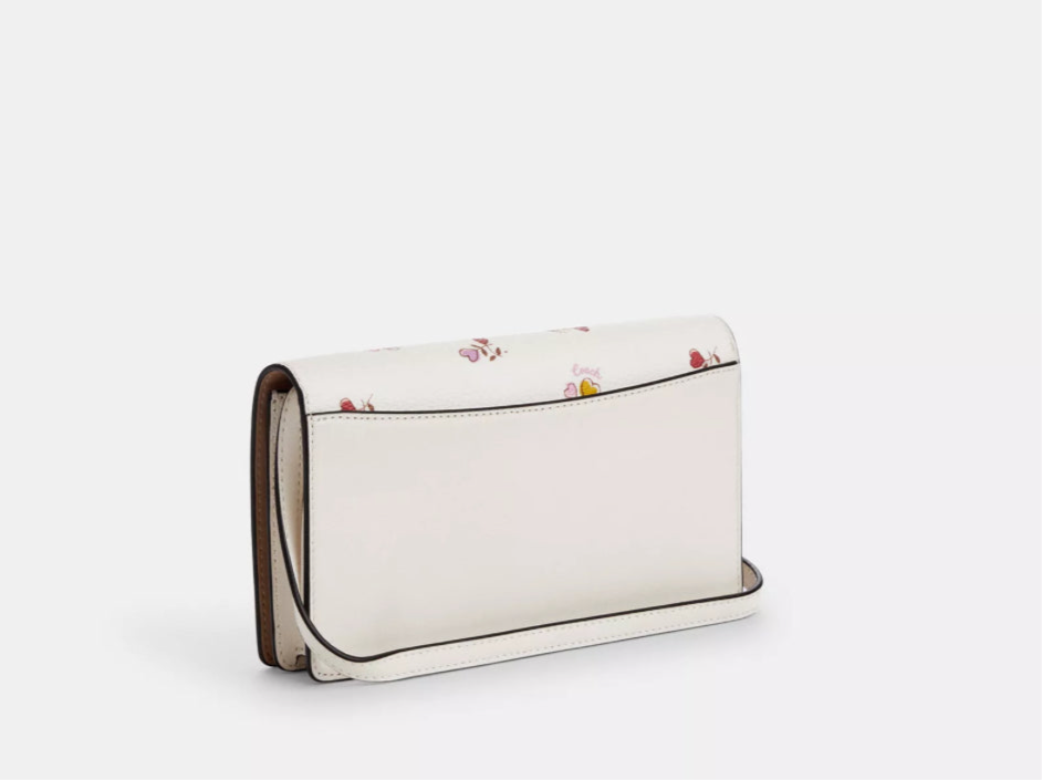NWT Coach Anna Foldover Clutch/ Crossbody Bag With Heart Print