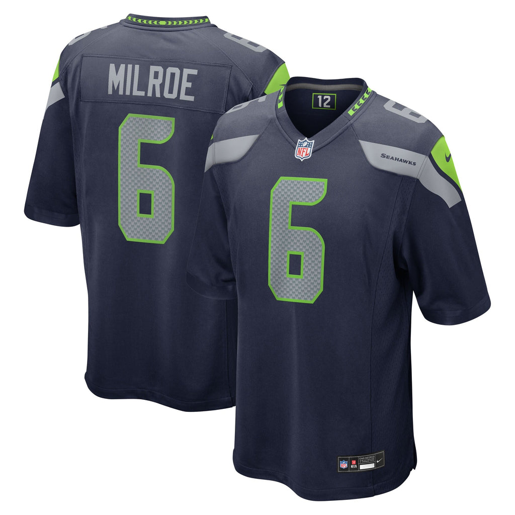 Seattle Seahawks Jalen Milroe College Navy 2025 NFL Draft Game Jersey
