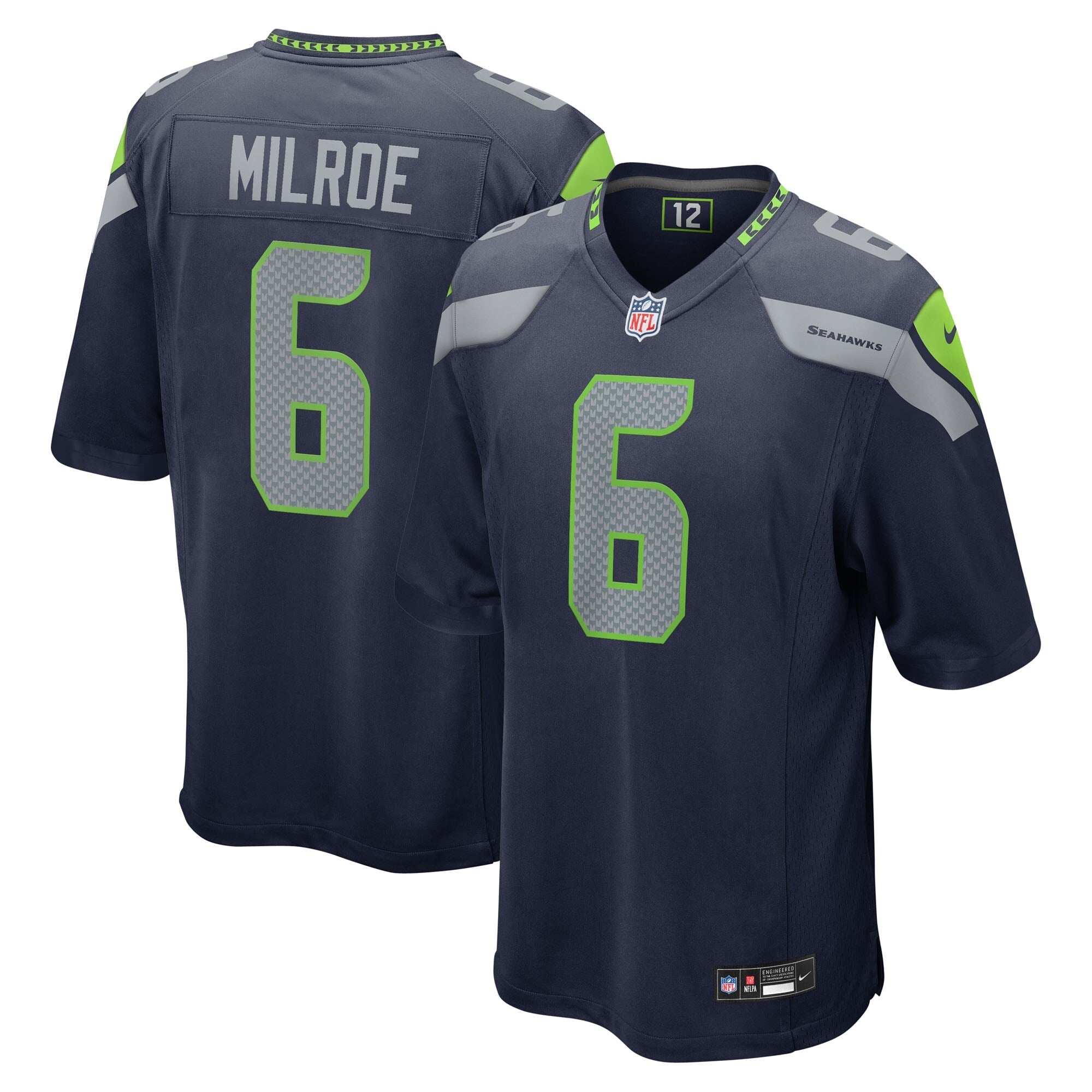 Seattle Seahawks Jalen Milroe College Navy 2025 NFL Draft Game Jersey