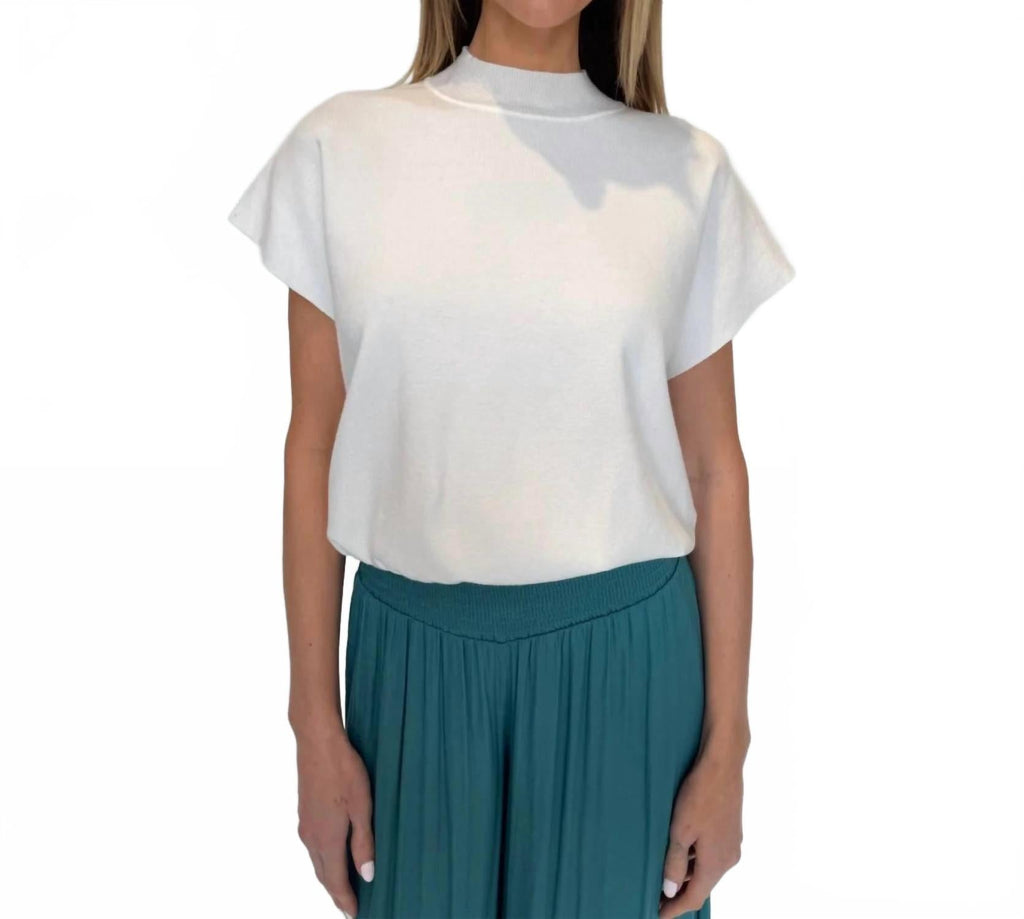 Short Sleeve Drop Shoulder Sweater In Ivory