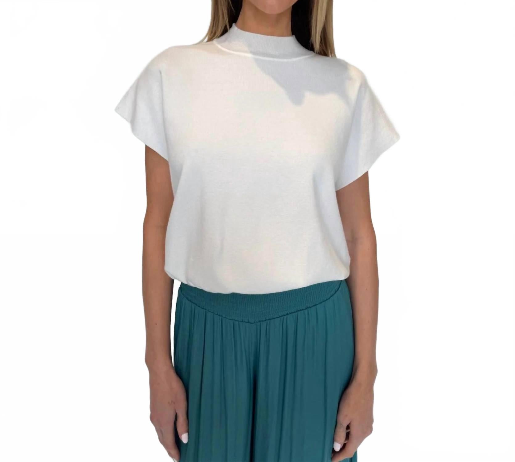Short Sleeve Drop Shoulder Sweater In Ivory