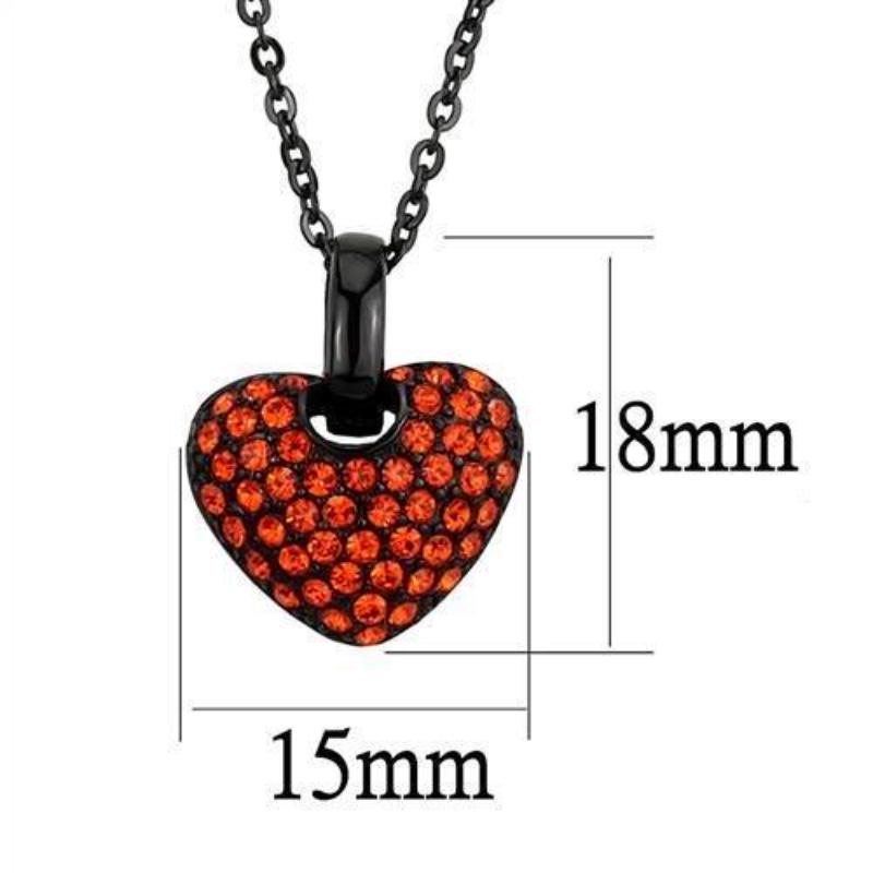 IP Black(Ion Plating) Stainless Steel Chain Pendant with Top Grade Crystal in Orange
